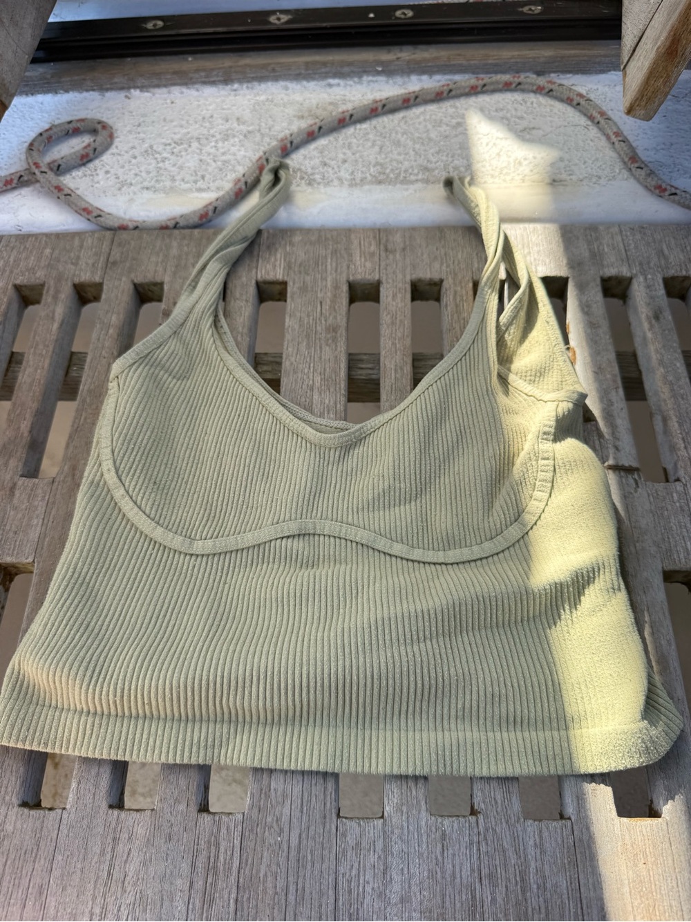 Free people Olive Ribbed Tank Top with Underbust Seam